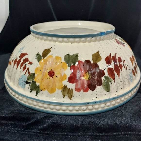 Royal Norfolk Other - Royal Norfolk Red Yellow Flowers All Season 11"D Bowl Not Perfect